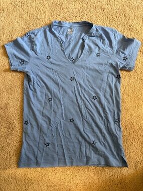 PINK Victoria's Secret Light Blue Star-Print V-Neck Tee Sleep Shirt